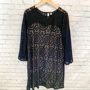 2X Tacera Black Crochet Dress